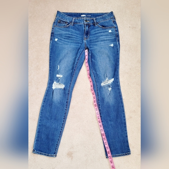 Old Navy Pop Icon Skinny Jeans Women Size 6 Blue Distressed Mid Rise Straight - Picture 8 of 8